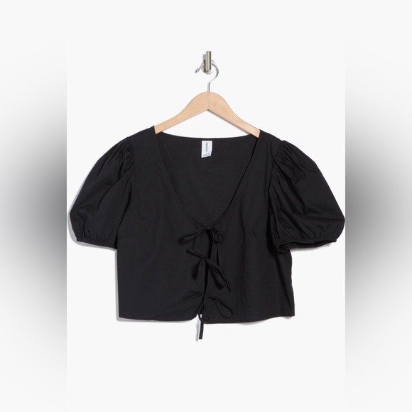 Abound Black Smocked‎ Ruffle Strap Crop Top | Size XS NWT - Picture 1 of 5